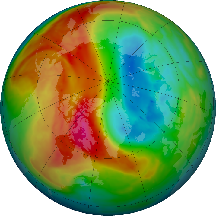 Arctic ozone map for 25 February 2016